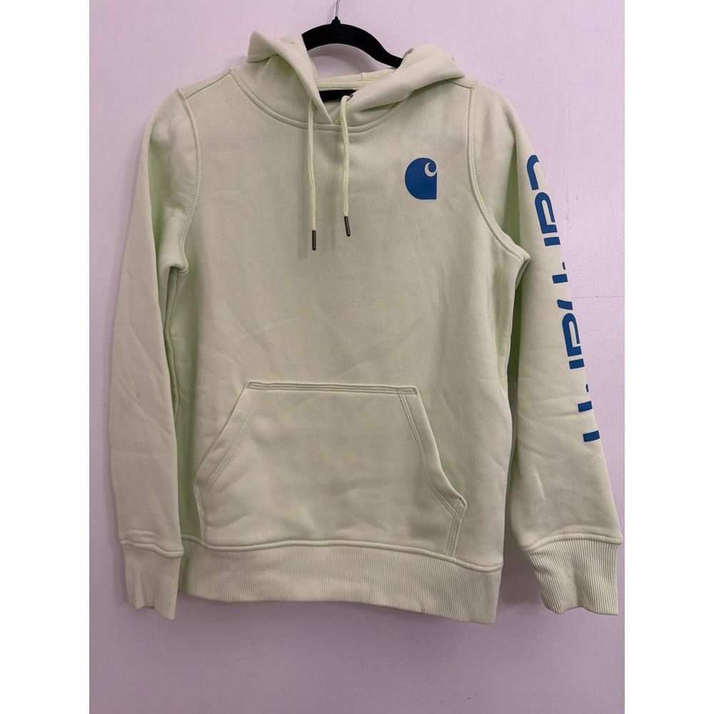 Carhartt Womens Mint Green Sleeve Logo Graphic Hoodie Sweatshirt